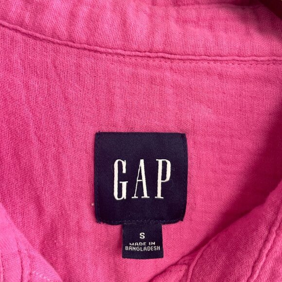 NWOT Gap Gauze Women's S Pink Button-Up Long Sleeve Shirt 100% Cotton - Picture 7 of 9